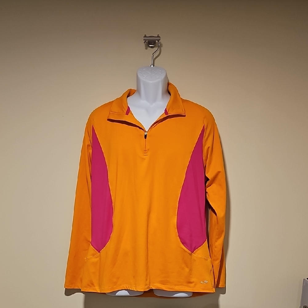 Champion Bright Orange Pullover with Pink Trim. Size Xxl